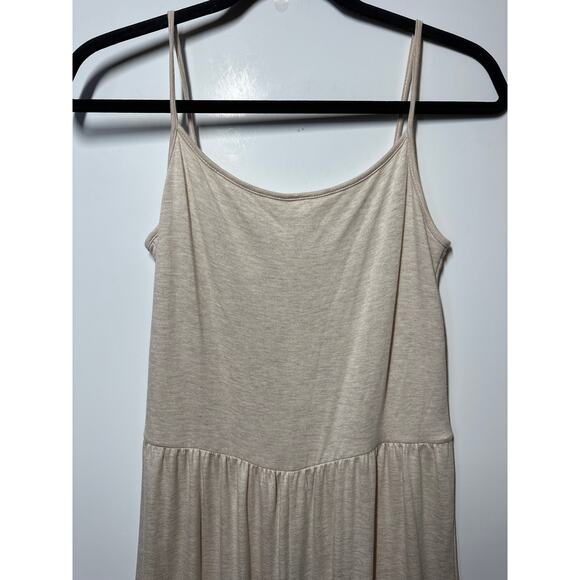 Antistar One-Piece Jumpsuit Wide Leg Spaghetti Straps Tan Beige Size L Comfy - Picture 3 of 11